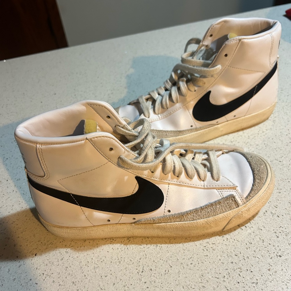 Nike White and Black High-Top Sneakers